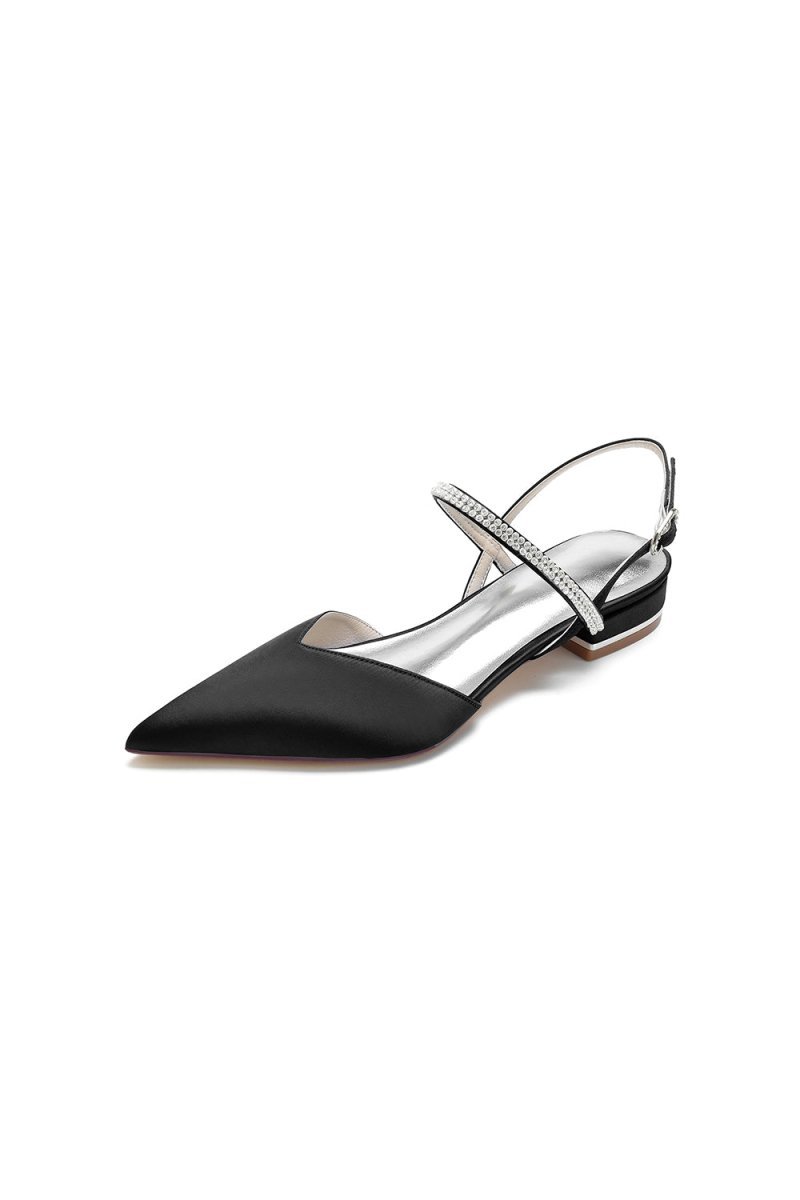 Diamond Pointed Toe Buckle Kitten Heels - BOLODOO