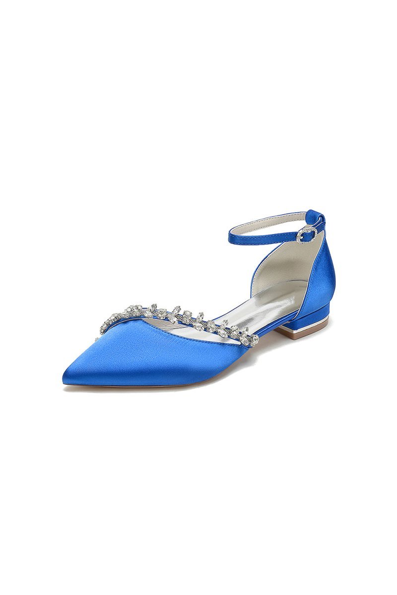 Pretty Rhinestone Pointed Toe Ankle Strap Kitten Heels - BOLODOO