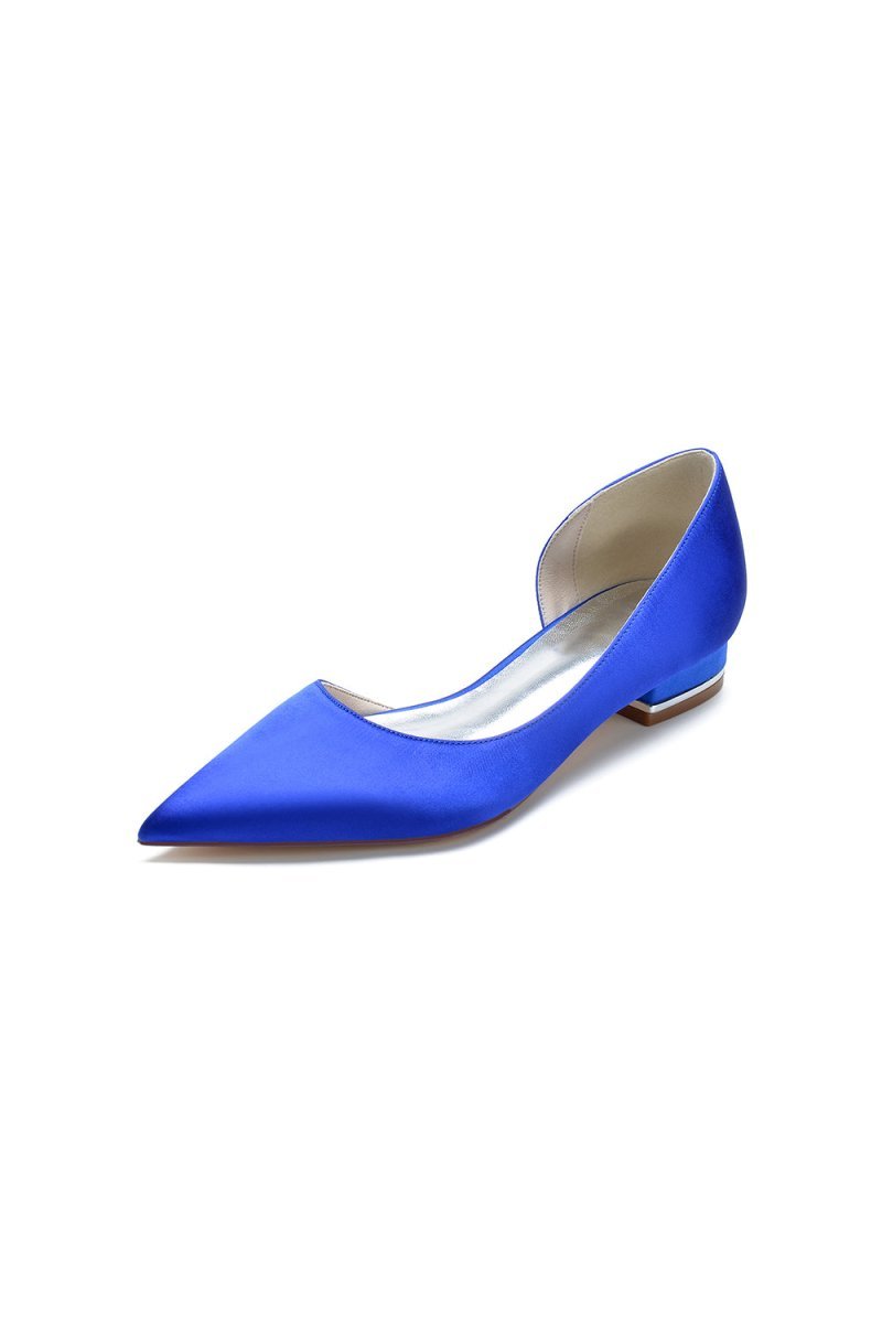 Simple Satin Pointed Toe Kitten Heels - BOLODOO