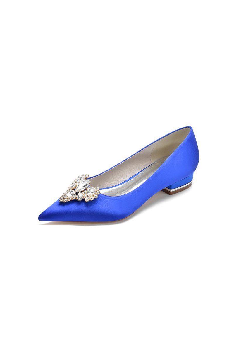 Pretty Pointed Toe Rhinestone Kitten Heels - BOLODOO