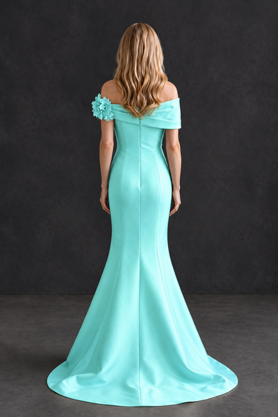 BOLODOO Aqua Off-Shoulder Floral Mermaid Mother of the Bride Dress - Aqua - Aqua_2