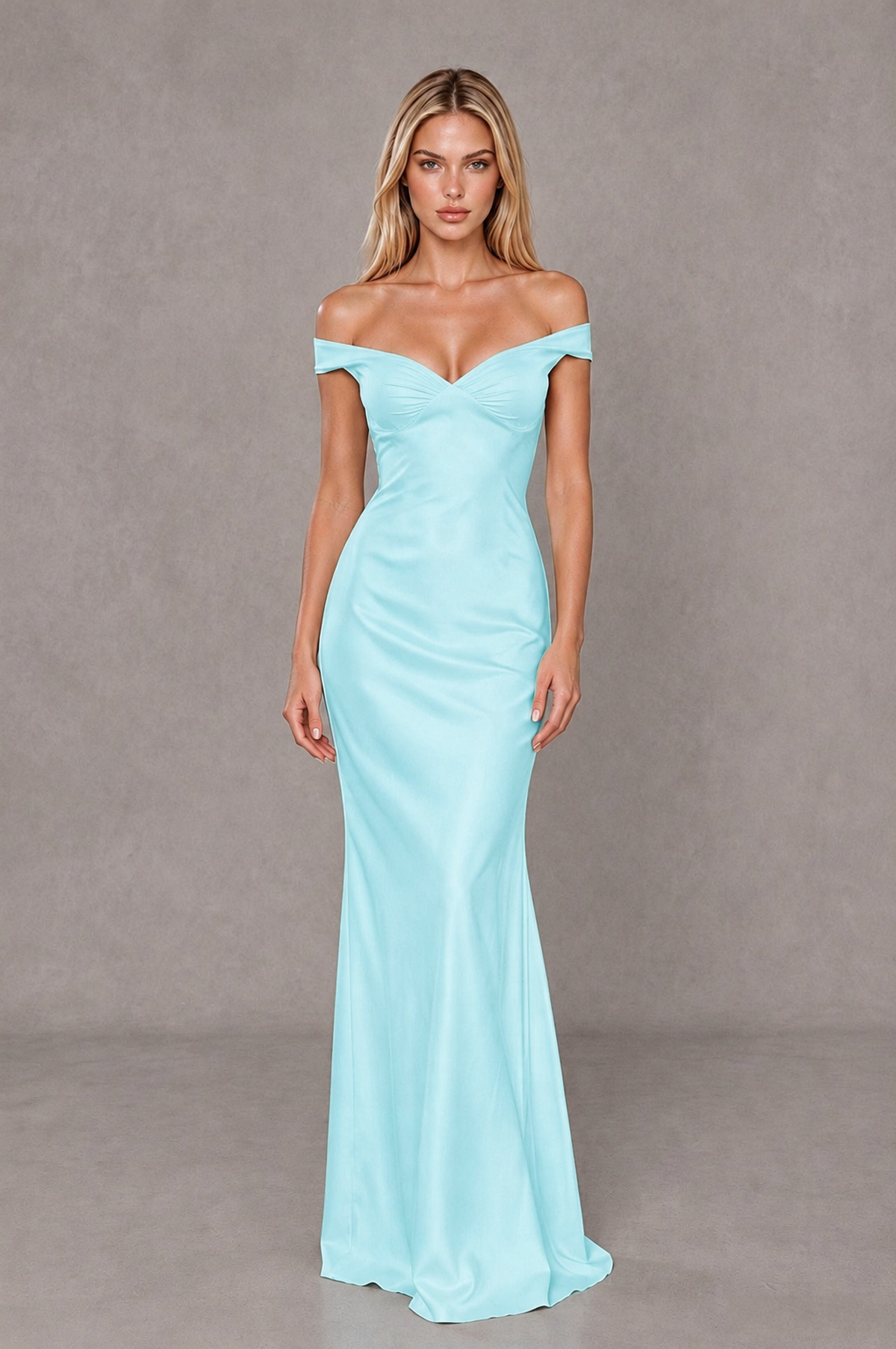 BOLODOO Aqua Blue Off-Shoulder Open-Back Satin Evening Gown - Aqua Blue - Aqua Blue_01