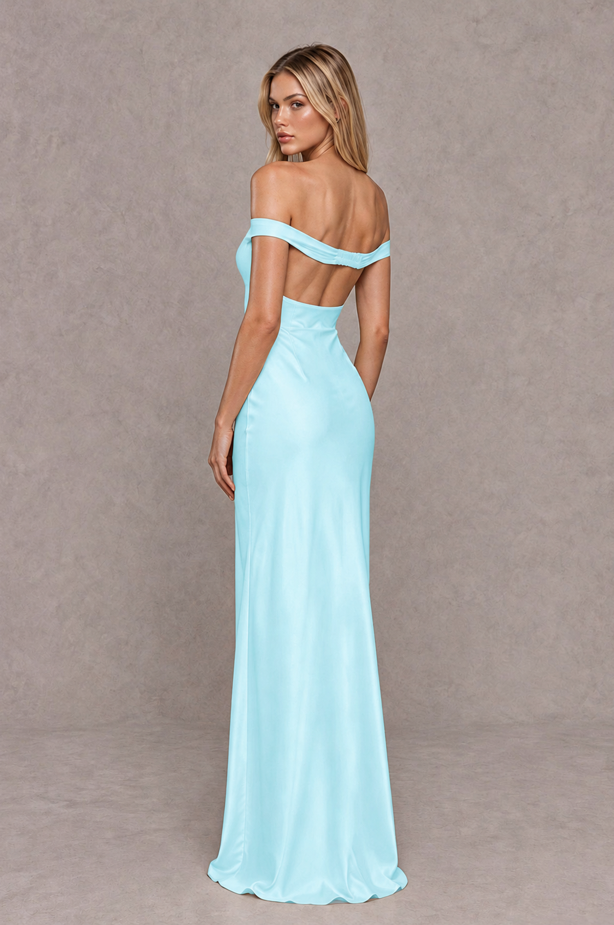 BOLODOO Aqua Blue Off-Shoulder Open-Back Satin Evening Gown - Aqua Blue - Aqua Blue_02