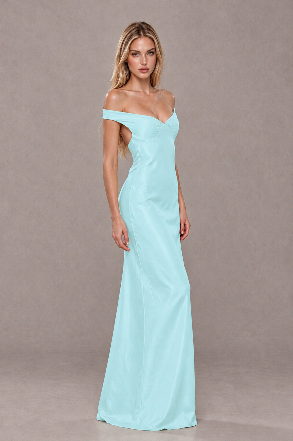 BOLODOO Aqua Blue Off-Shoulder Open-Back Satin Evening Gown - Aqua Blue - Aqua Blue_04