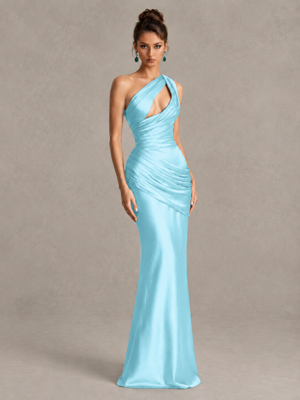 BOLODOO Aqua Blue One-Shoulder Cutout Satin Mermaid Prom Dress - Aqua Blue - Aqua Blue_3