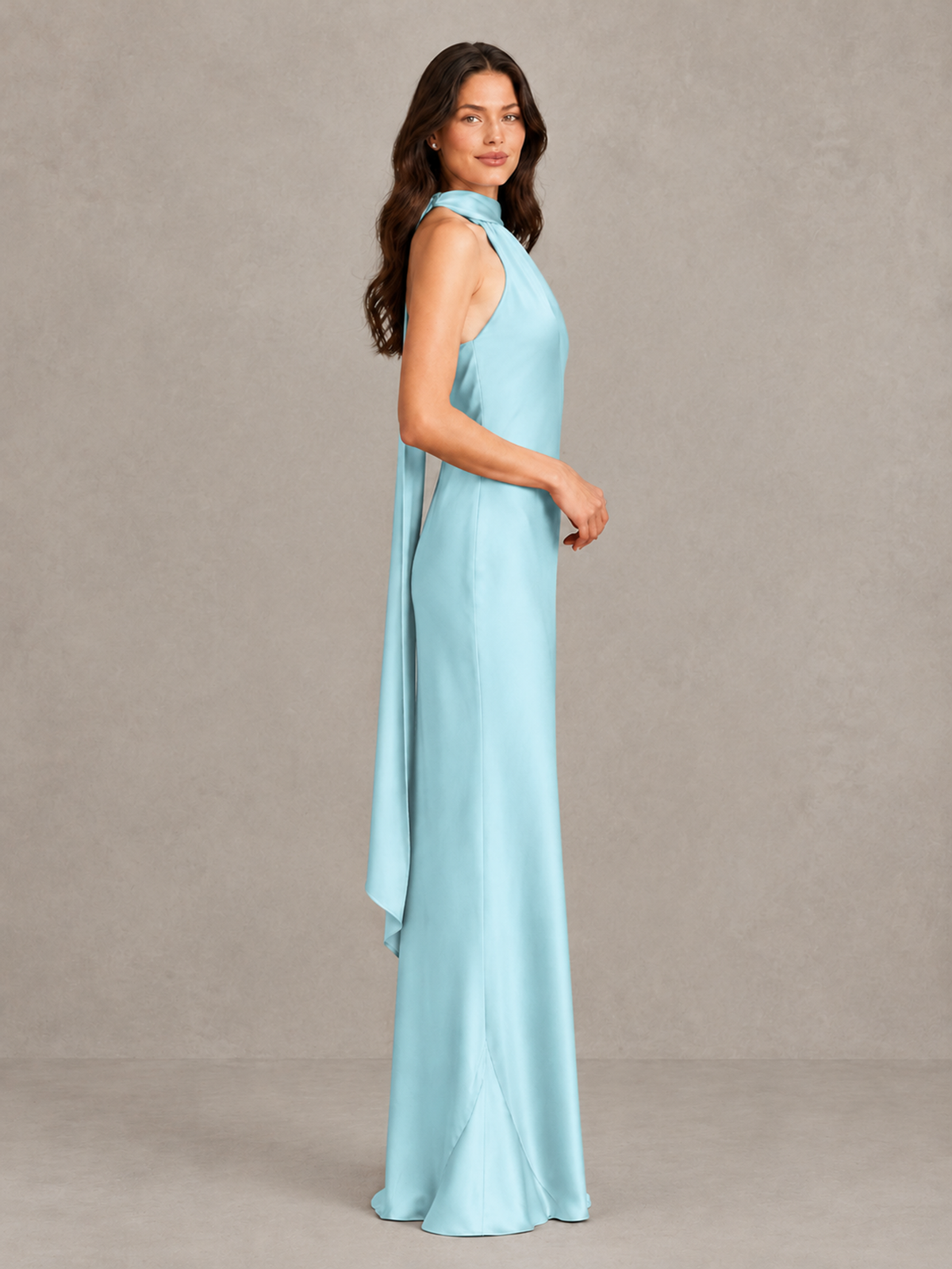 BOLODOO Aqua Blue Satin One-Shoulder Bridesmaid Dress with Open Back - Aqua Blue - Aqua Blue (3)