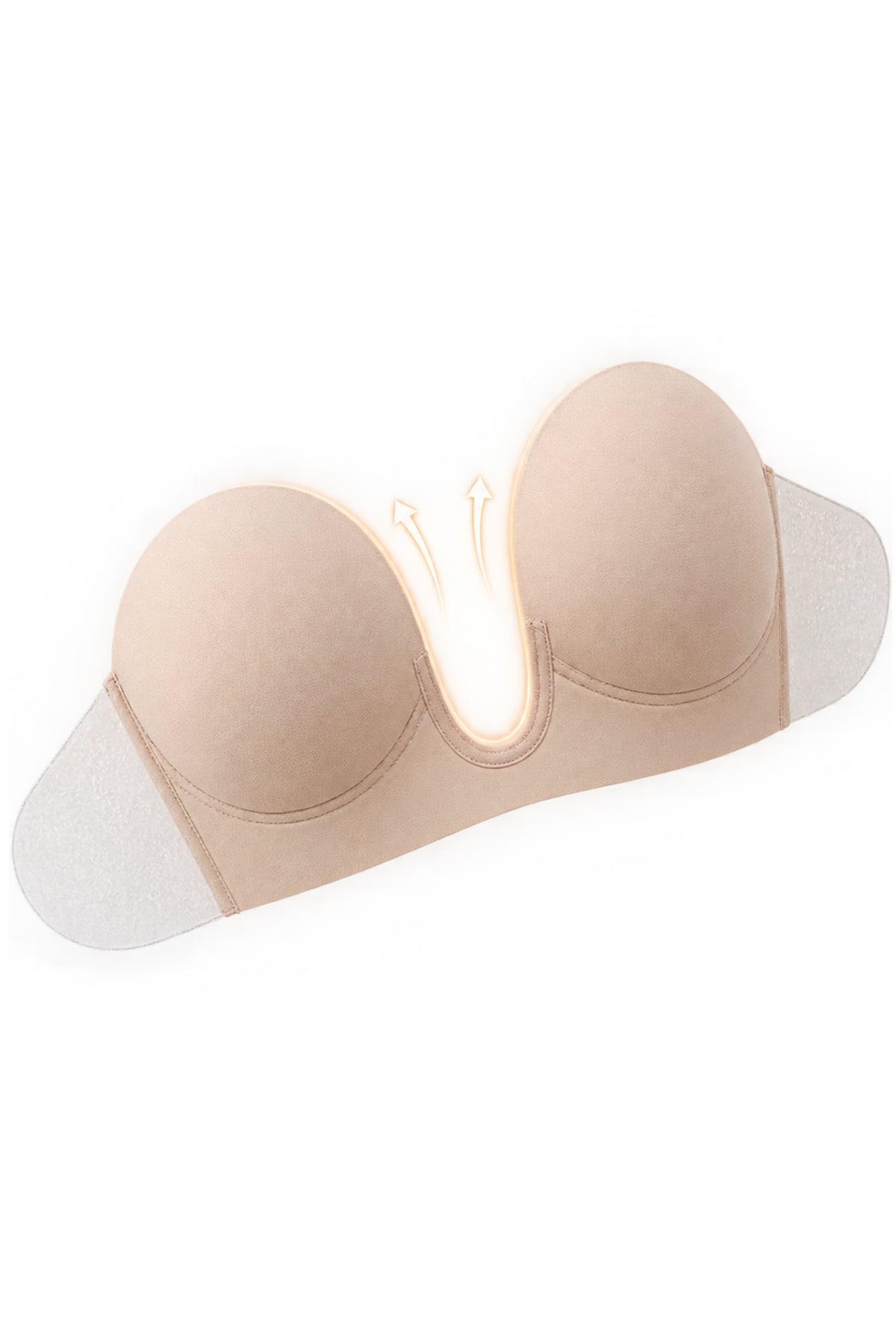 BOLODOO reusable nude adhesive bra showing strong sticky surface