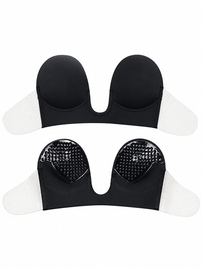 BOLODOO Black Adhesive Strapless Push-Up Bra for Backless Dresses - Black