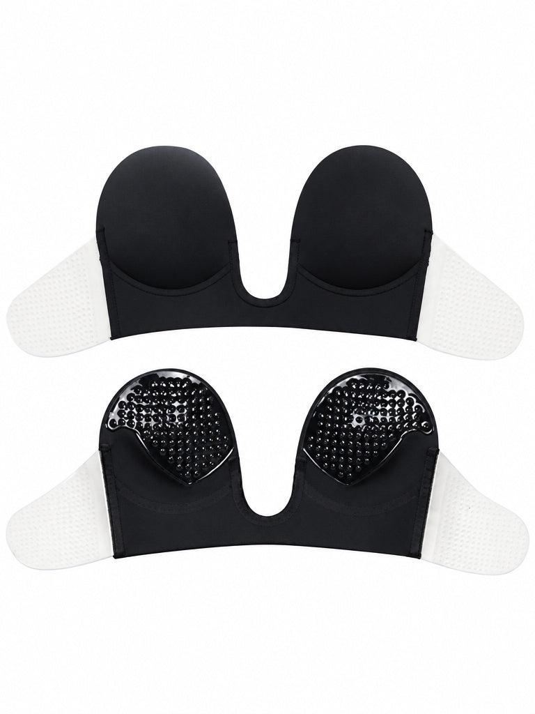 BOLODOO Black Adhesive Strapless Push-Up Bra for Backless Dresses - Black