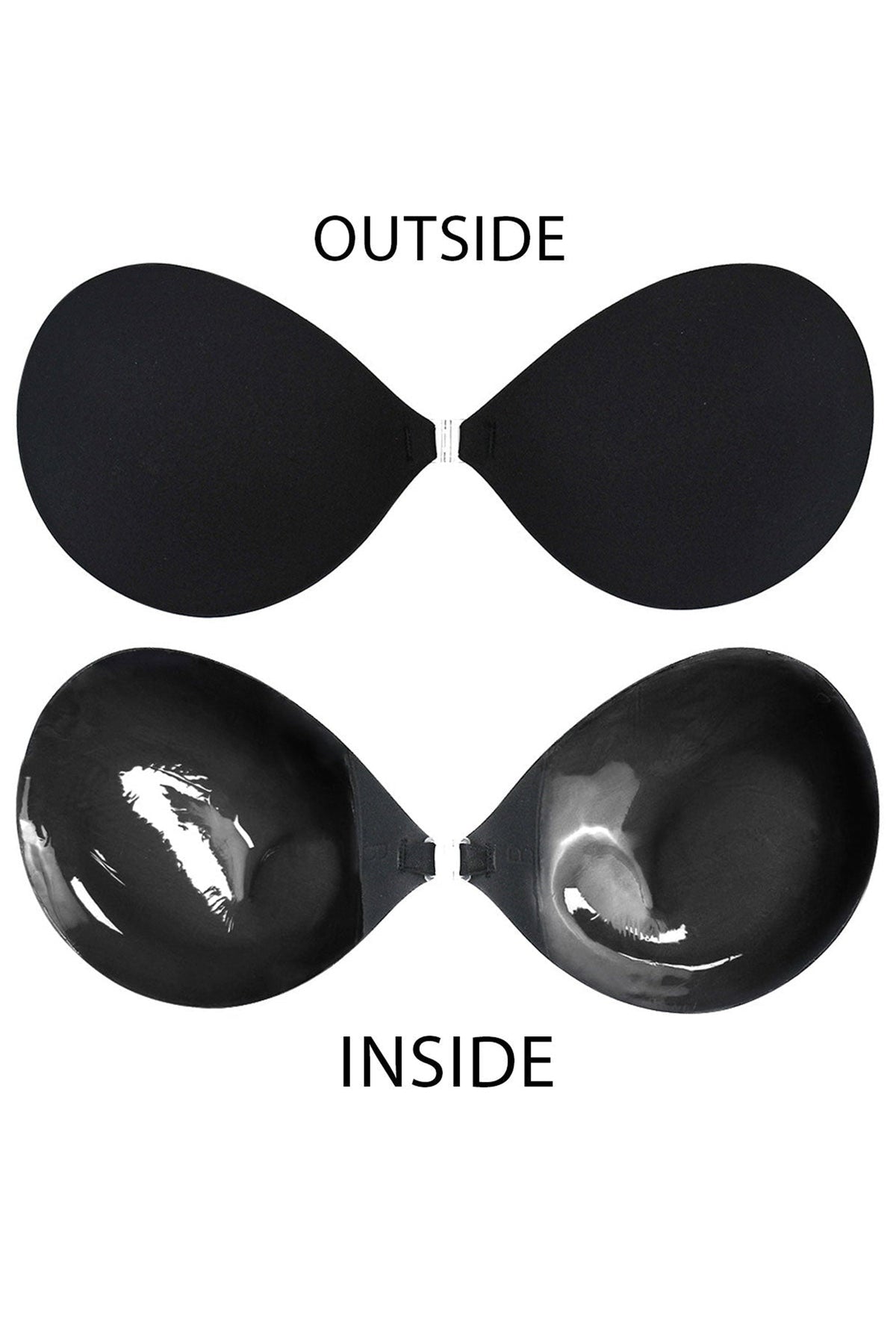 BOLODOO Invisible Adhesive Push-Up Bra - Strapless Backless Reusable Sticky Bra, Beige - Mocha Black - Black