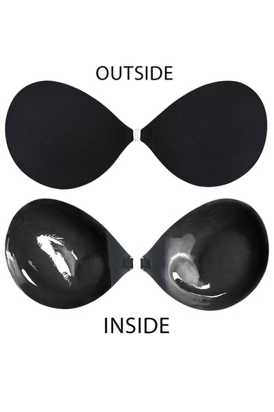 BOLODOO Invisible Adhesive Push-Up Bra - Strapless Backless Reusable Sticky Bra, Beige - Mocha Black - Black