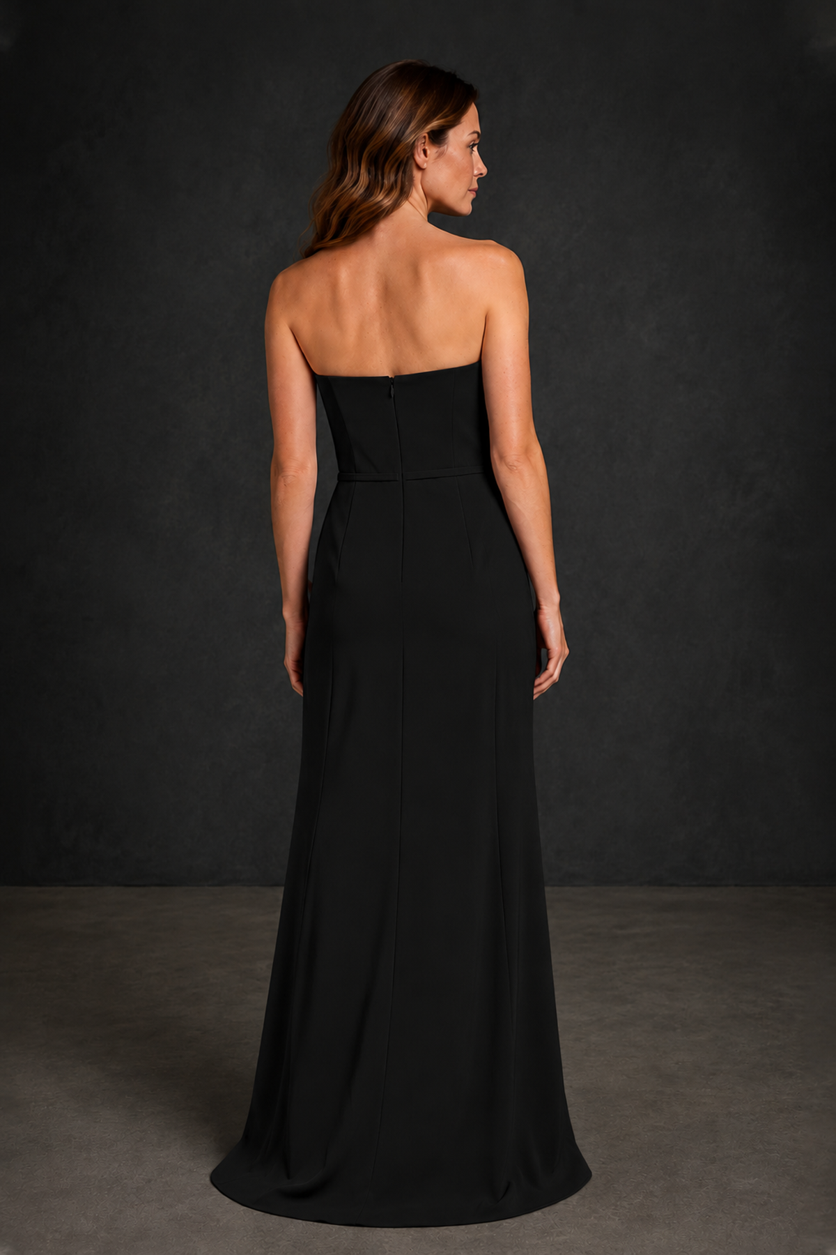 BOLODOO Black Strapless Mother of the Bride Dress with Ruffle Detail - Black - Black_2