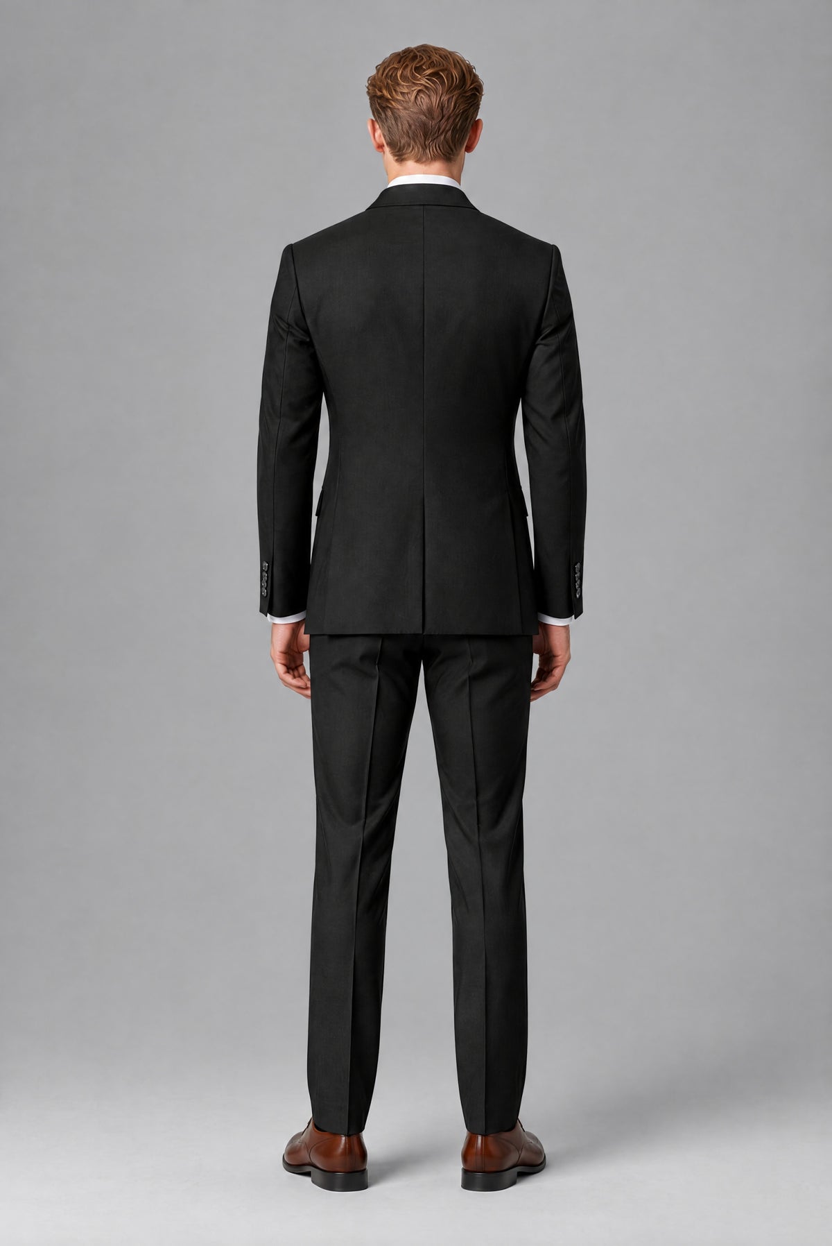 Bolodoo Men's Black Double-Breasted 2-Piece Wedding Suit - Black - Black_3