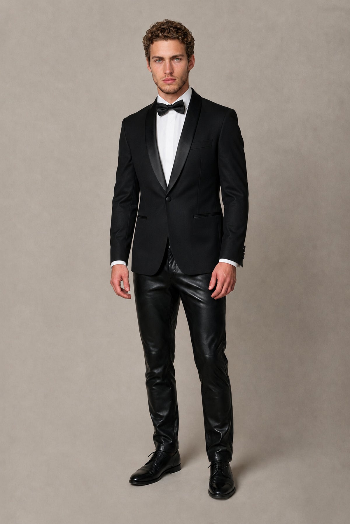 BOLODOO Men's Black Tuxedo Blazer | Black Shawl Lapel Single-Breasted Formal Jacket - Black