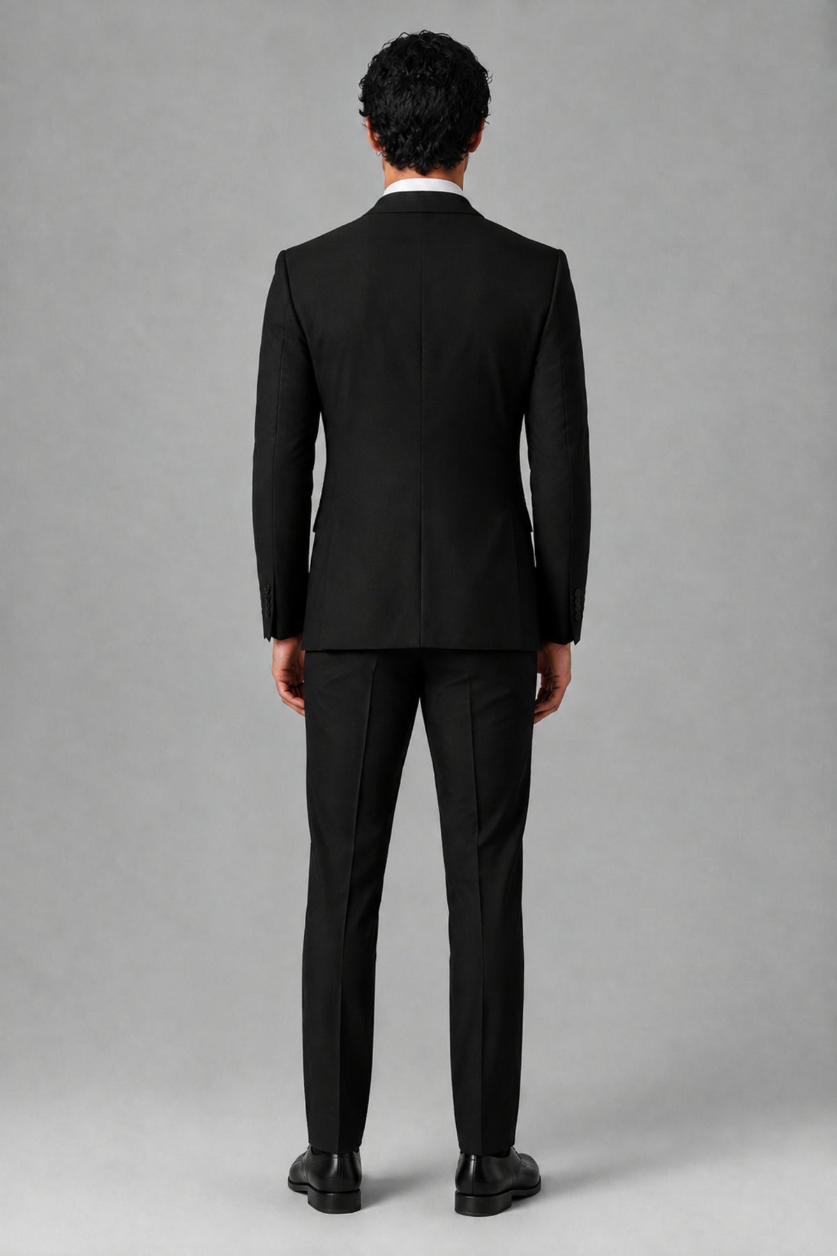 Bolodoo Men's Black 2-Piece Suit – Notch Lapel Jacket & Trousers - Black - Black_4