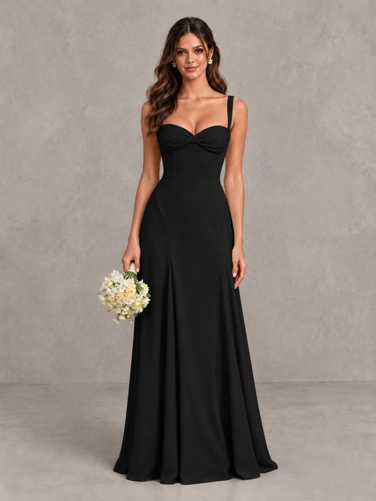 BOLODOO Black Sweetheart Lace-Up Back Bridesmaid Dress - Black - Black (1)