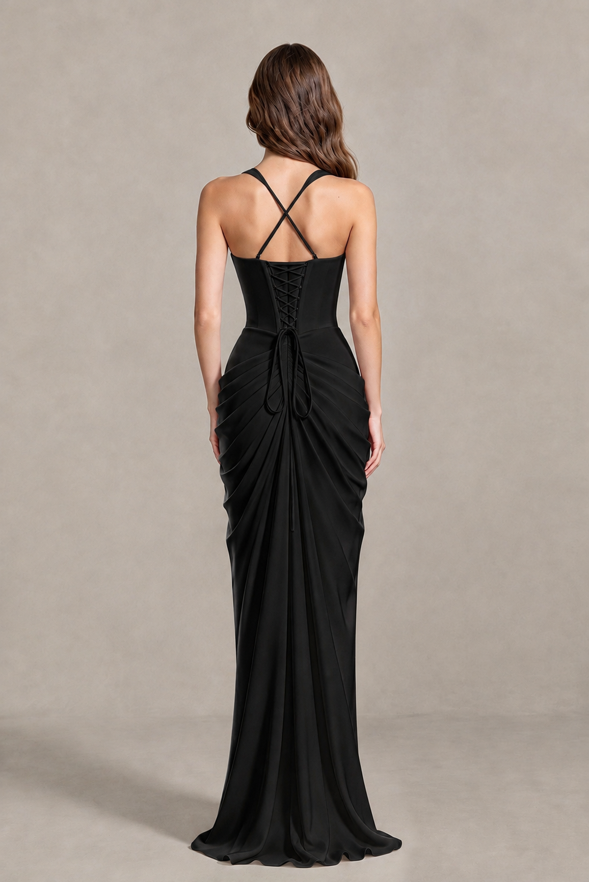 BOLODOO Chocolate Black Sweetheart Maxi Dress with High Slit - Black