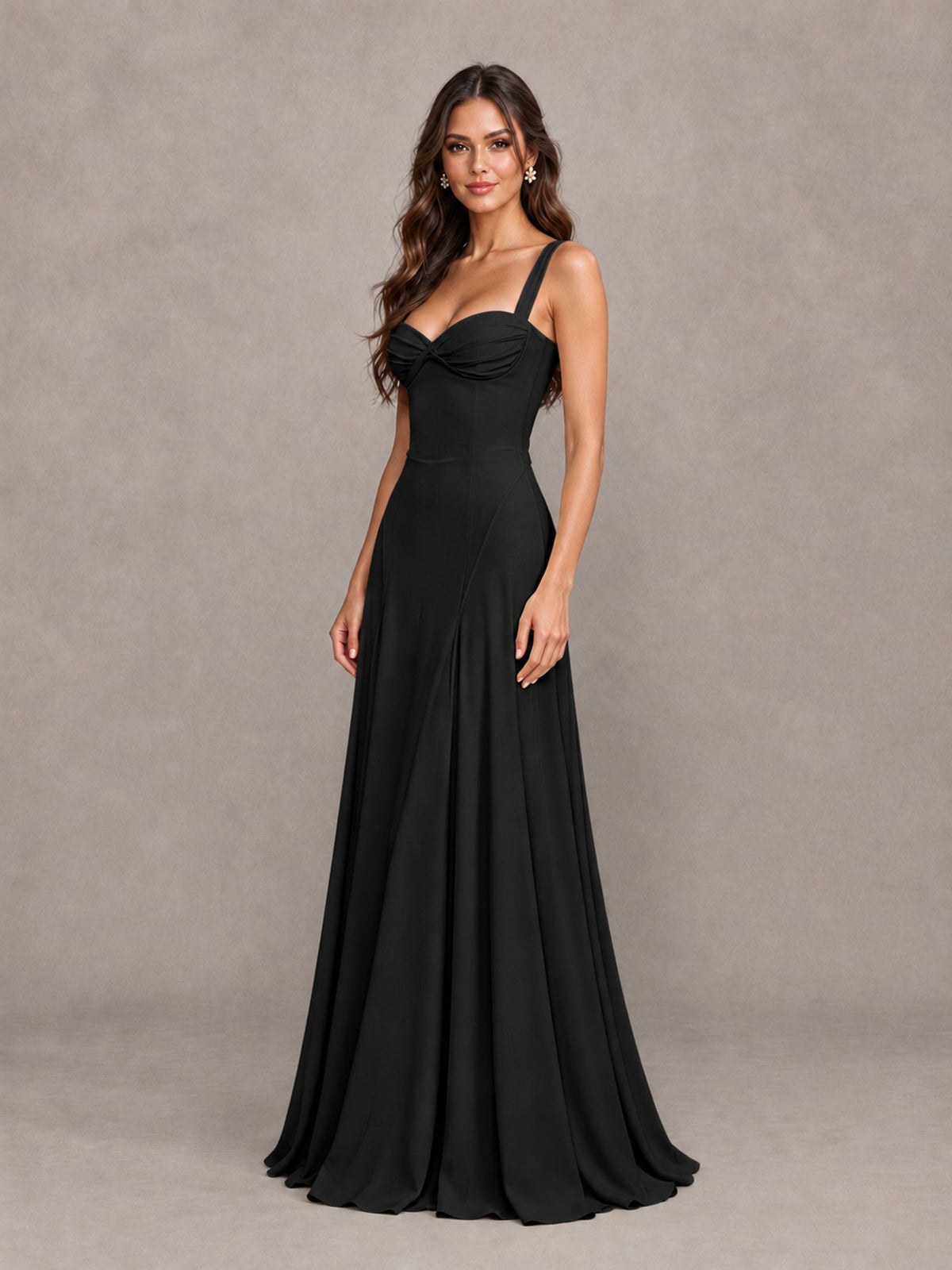 BOLODOO Black Sweetheart Lace-Up Back Bridesmaid Dress - Black - Black (3)