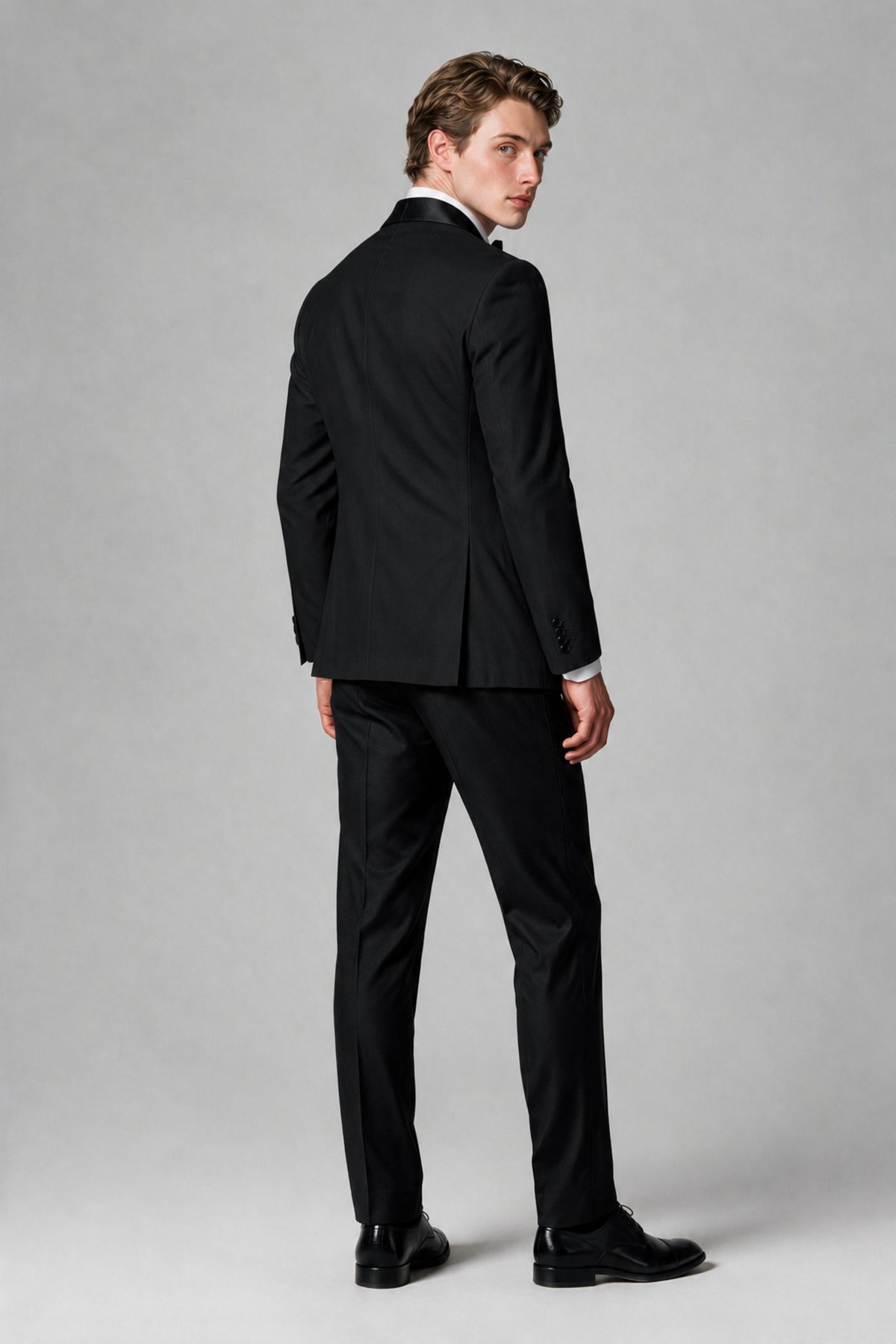 BOLODOO Men's Black Single-Button Tuxedo Blazer & Black Trousers 2-Piece Suit Set - Black - Black (3)