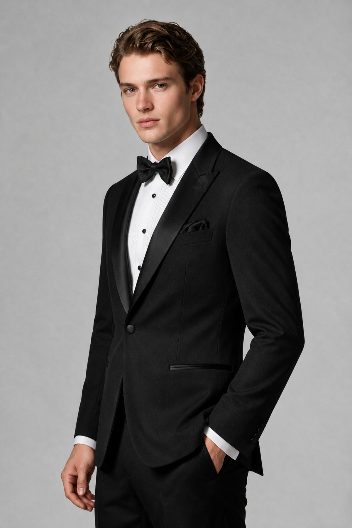 BOLODOO Men's Black Single-Button Tuxedo Blazer & Black Trousers 2-Piece Suit Set - Black - Black (4)