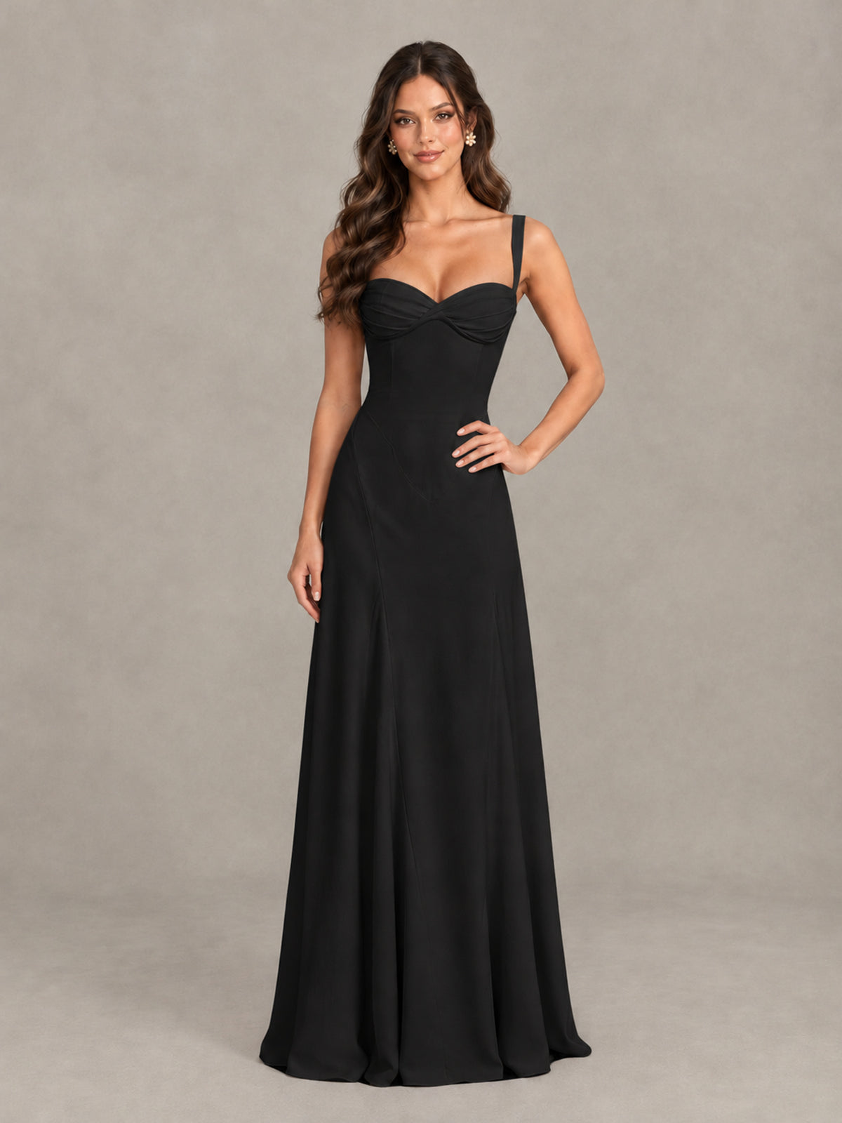 BOLODOO Black Sweetheart Lace-Up Back Bridesmaid Dress - Black - Black (4)