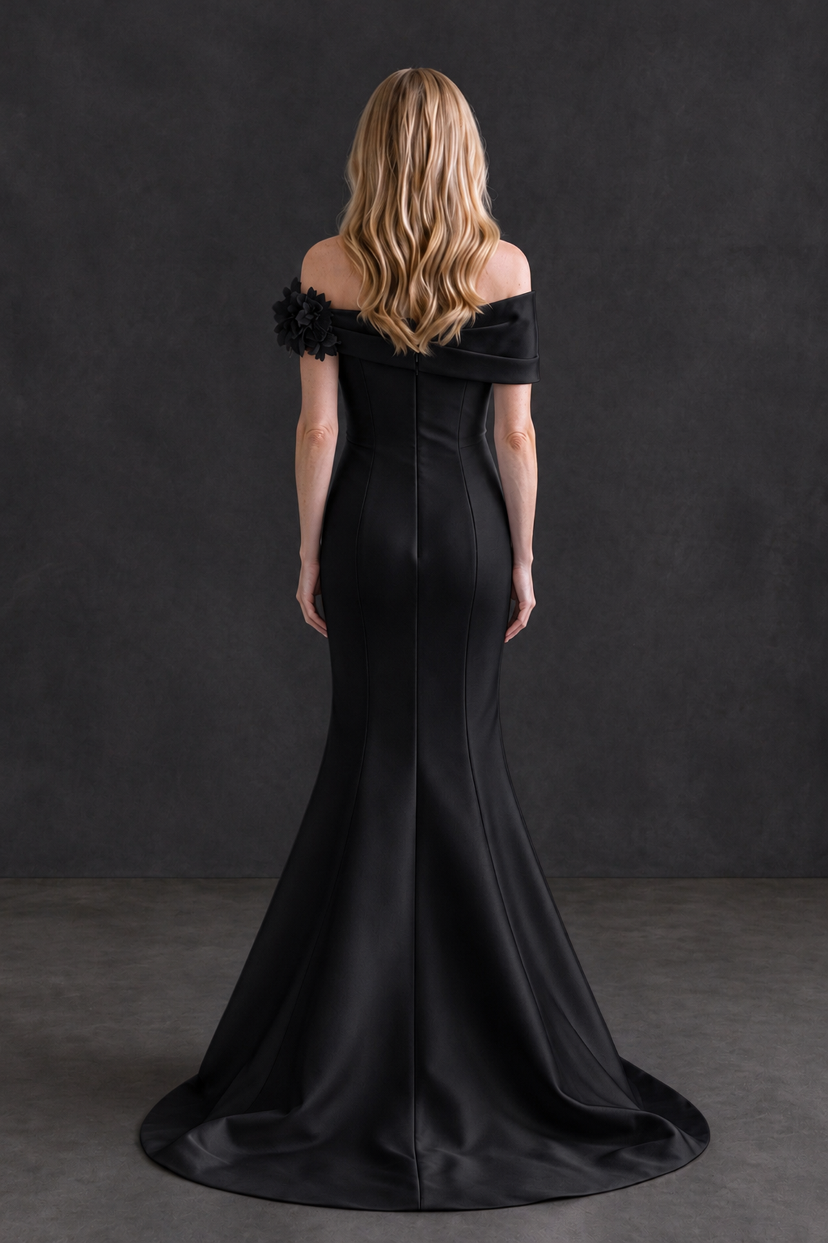 BOLODOO XX102 black mother of the bride dress with sweetheart neckline and pleated bodice