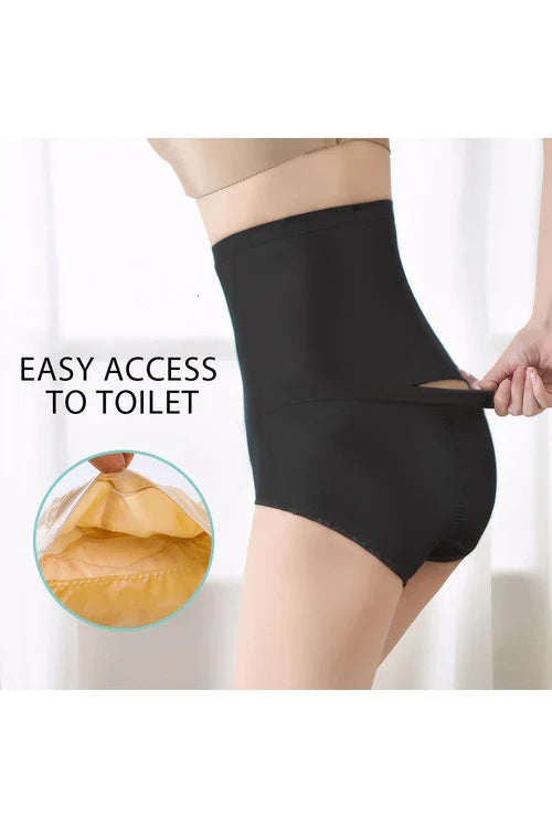 Easy-access gusset detail on BOLODOO black high-waist shapewear brief