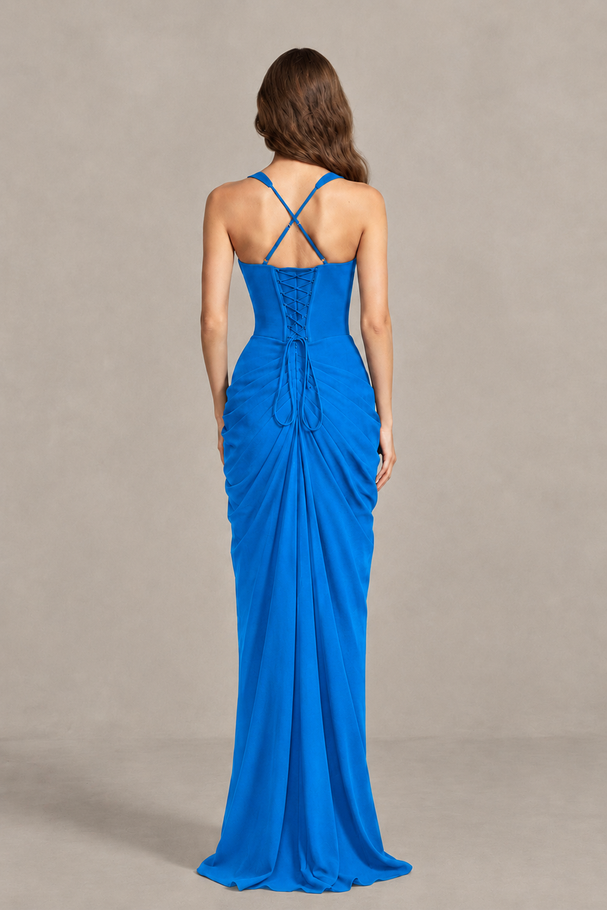 BOLODOO Blue Sweetheart Maxi Dress with High Slit - Blue - Blue_2