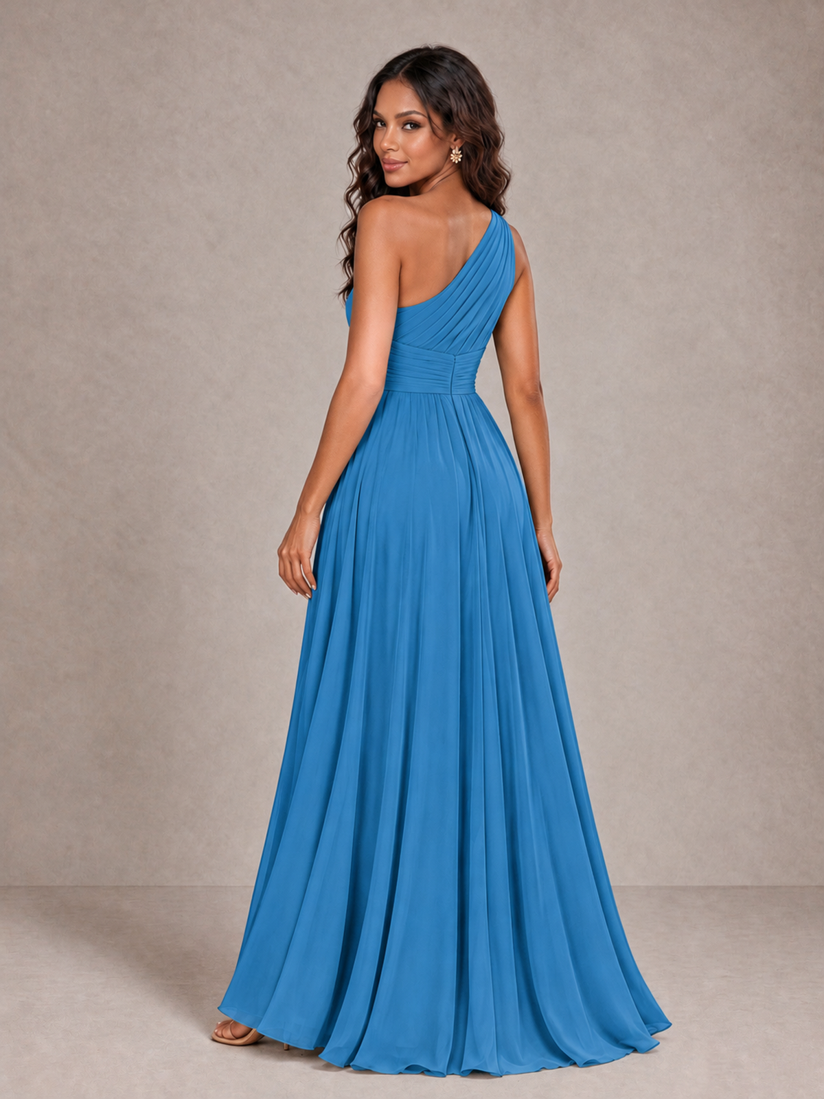 BOLODOO Blue One-Shoulder A-Line Bridesmaid Dress - Blue - Blue_2