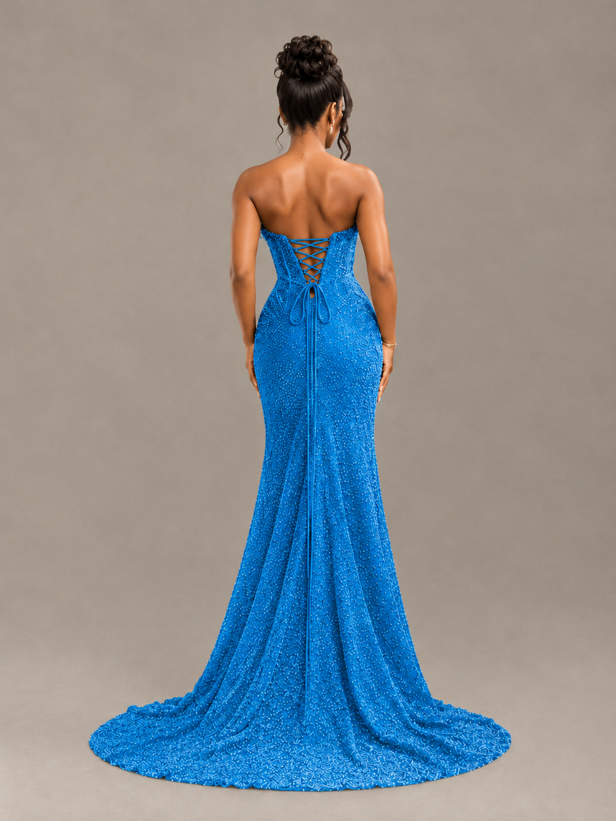 BOLODOO Blue Gold Corset Prom Dress with High Slit - Blue - Blue_2