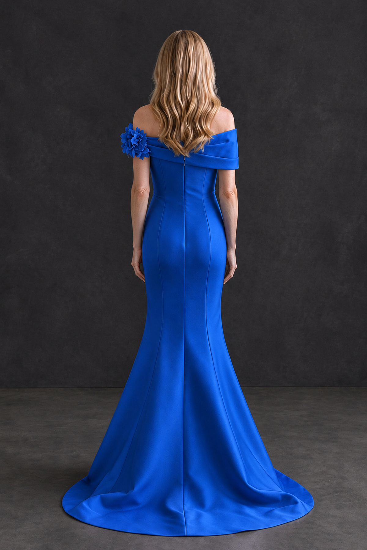 Blue Off-Shoulder Mermaid Mother of the Bride Dress | BOLODOO