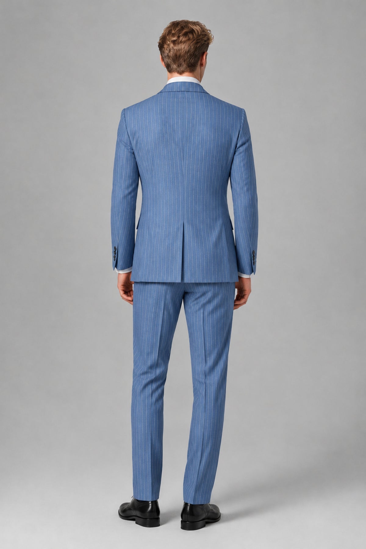 Bolodoo Men's Blue Pinstripe 3-Piece Suit – Jacket, Vest & Trousers - Blue - Blue_3