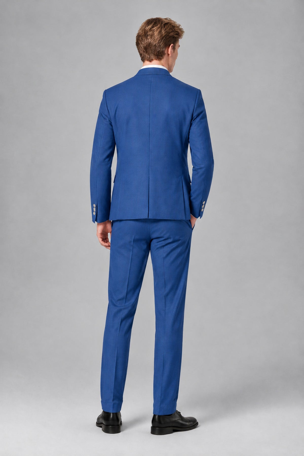 Bolodoo Men's Blue Mandarin Collar 3-Piece Suit – Jacket, Vest & Trousers - Blue - Blue_3