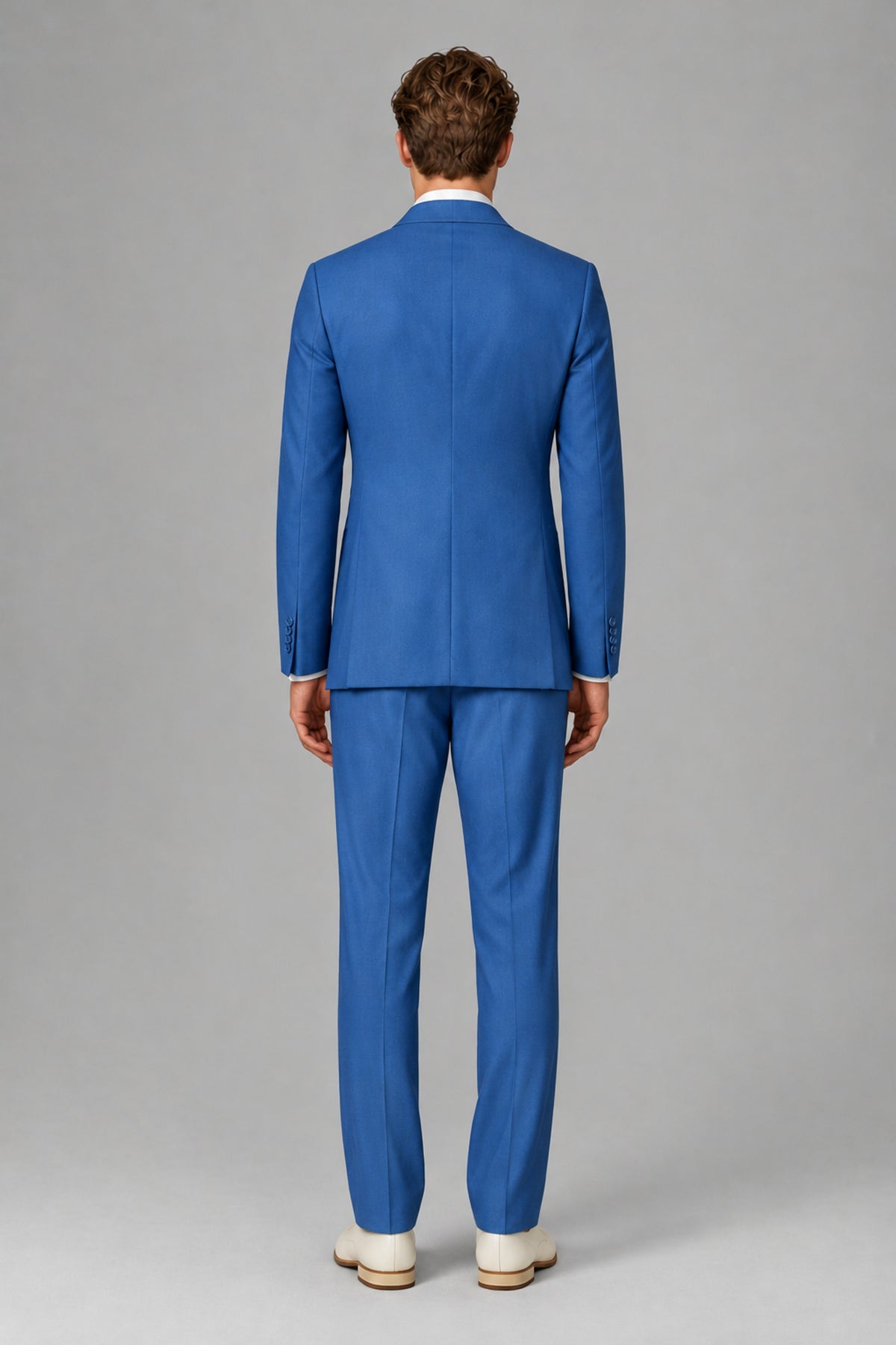 Bolodoo Men's Blue Wrap Tie-Waist Two-Piece Suit – Jacket & Trousers - Blue - Blue_3