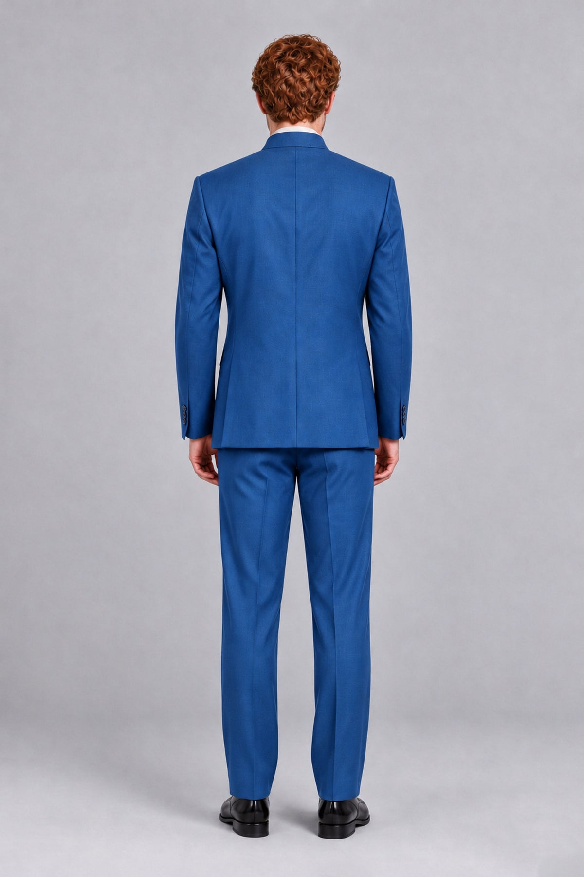 BOLODOO Men's Blue Mandarin Collar Two-Piece Suit - Blue - Blue_3