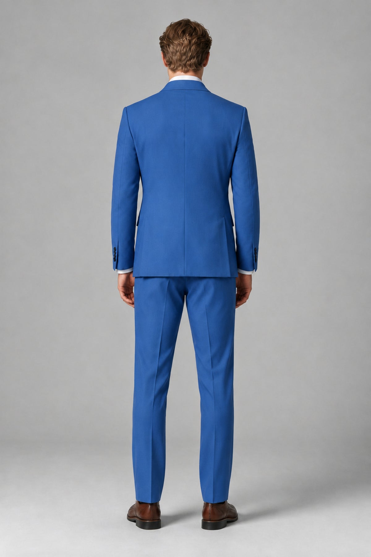 Bolodoo Men's Blue Double-Breasted Two-Piece Suit with Peak Lapels - Blue - Blue_3