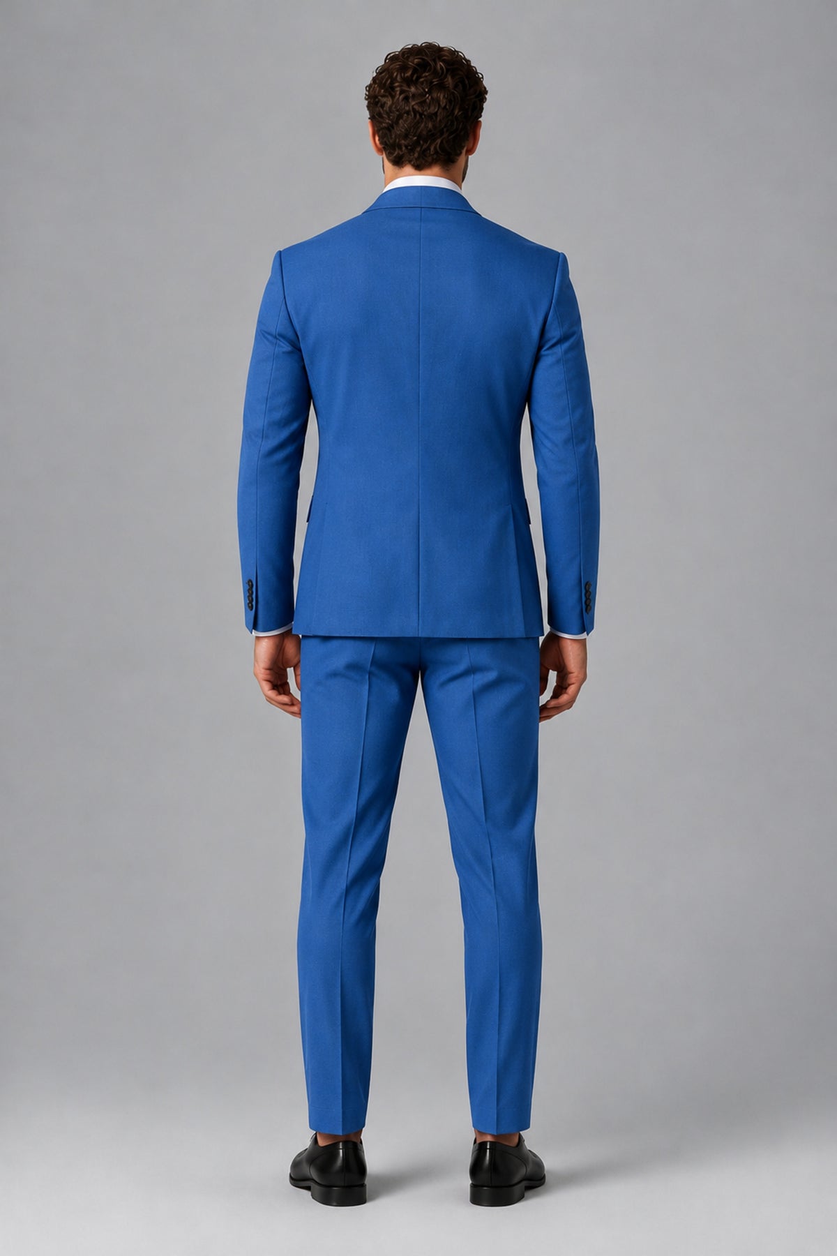 Bolodoo Men's Blue Two-Piece Suit with Notch-Lapel Jacket & Trousers - Blue - Blue_3