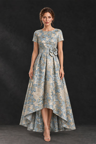 BOLODOO Blue Floral High Low Mother of the Bride Dress - Blue - Blue (1)