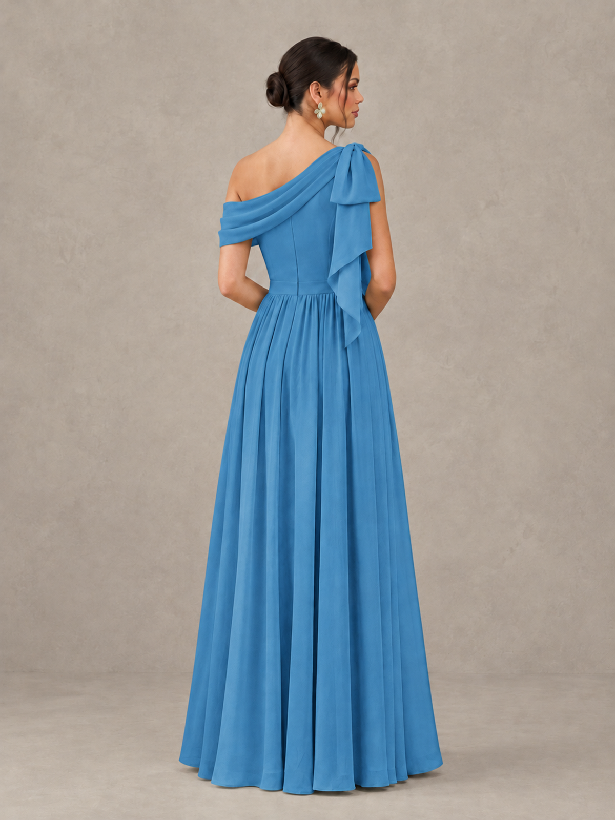 BOLODOO Blue One-Shoulder Maternity Bridesmaid Dress with Slit - Blue - Blue (2)