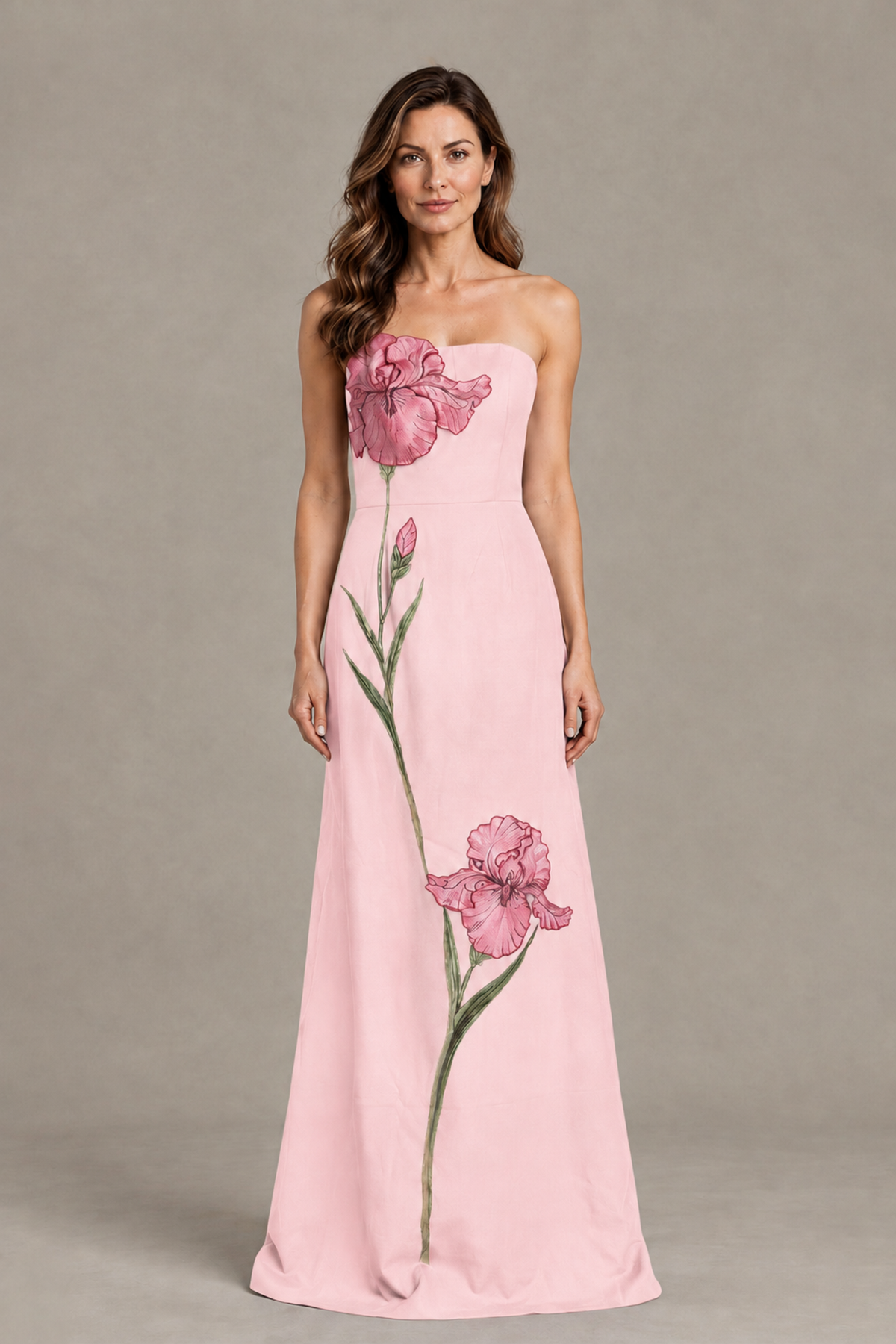 BOLODOO Blush Pink Strapless Floral Mother of the Bride Gown - Blush Pink - Blush Pink_01