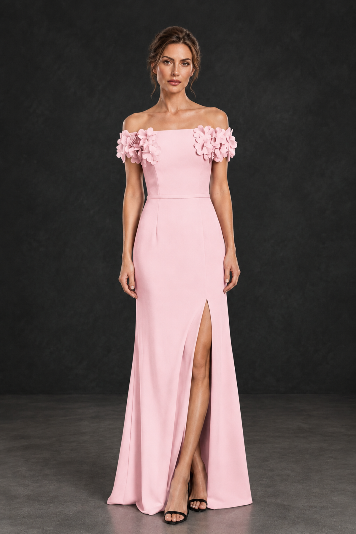 BOLODOO Blush Pink Off-the-Shoulder Mother of the Bride Dress with Floral Appliques - Blush Pink - Blush Pink_01