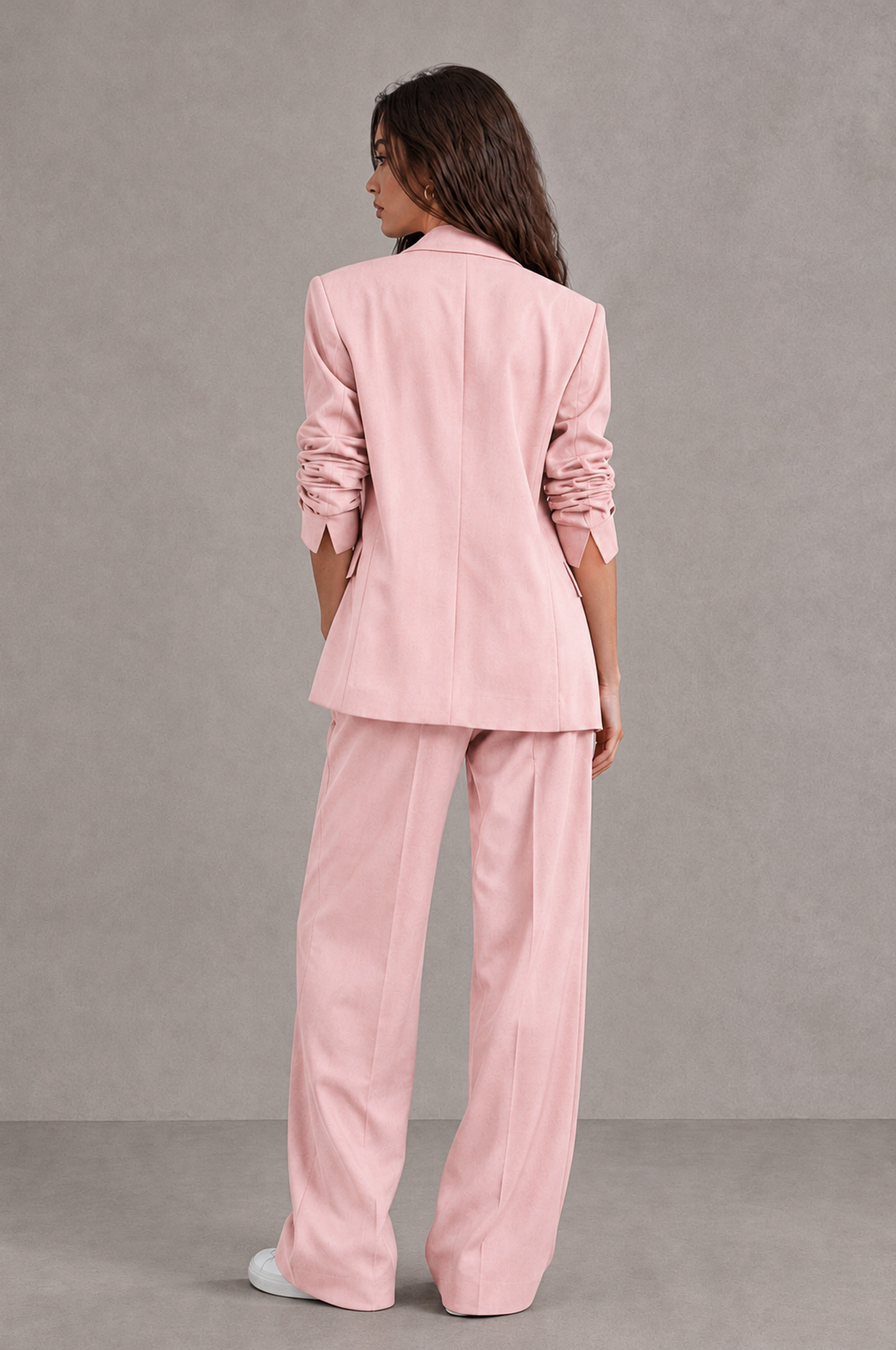 BOLODOO Blush Pink Brown Blazer & Wide-Leg Pants Suit for Women - Blush Pink - Blush Pink_02