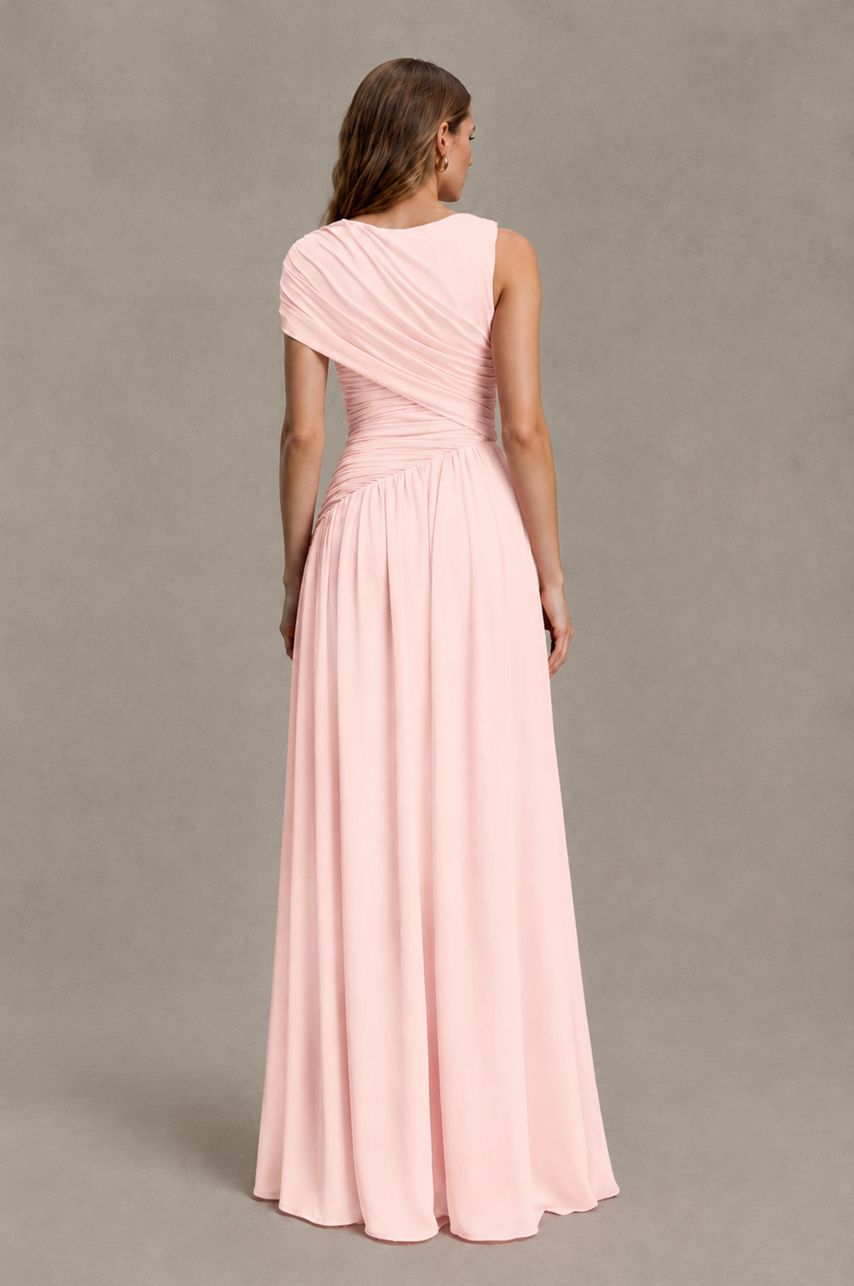 BOLODOO Blush Pink One-Shoulder Ruched Floor-Length Bridesmaid Dress - Blush Pink - Blush Pink_02