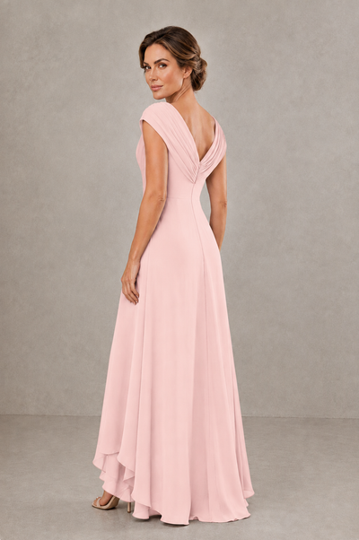 BOLODOO Blush Pink V-Neck High-Low Mother of the Bride Dress - Blush Pink - Blush Pink_02
