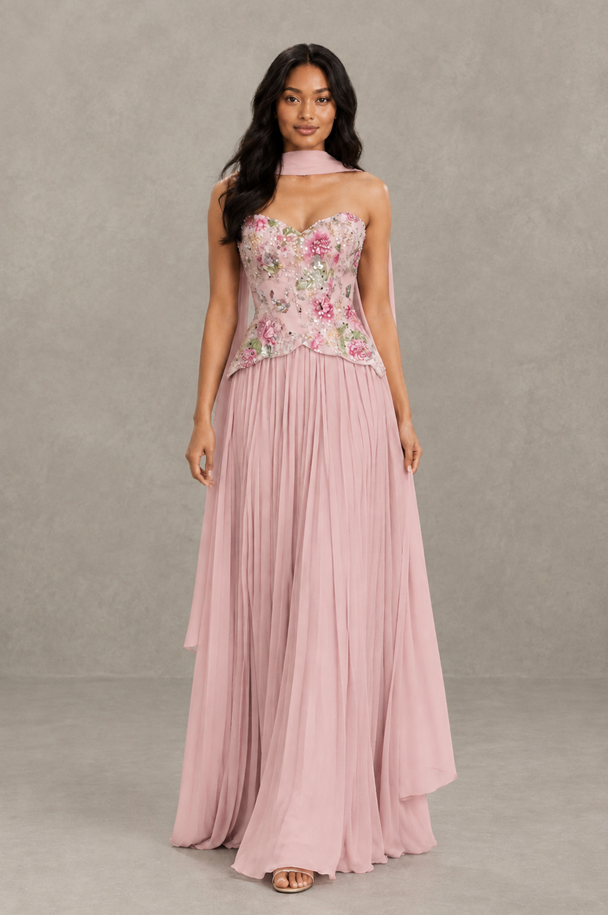 BOLODOO Blush Pink Strapless Beaded Floral Corset Chiffon Maxi Gown – Open Back Prom & Formal Evening Dress - Blush Pink - Blush Pink_03
