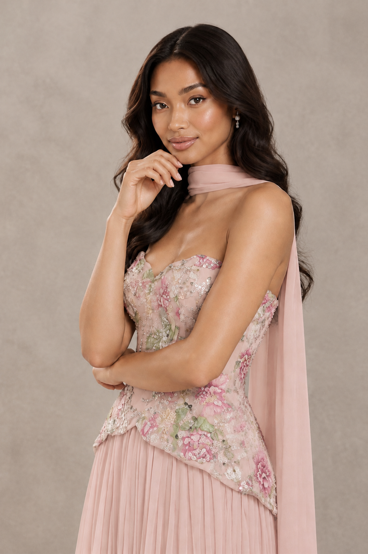 BOLODOO Blush Pink Strapless Beaded Floral Corset Chiffon Maxi Gown – Open Back Prom & Formal Evening Dress - Blush Pink - Blush Pink_04