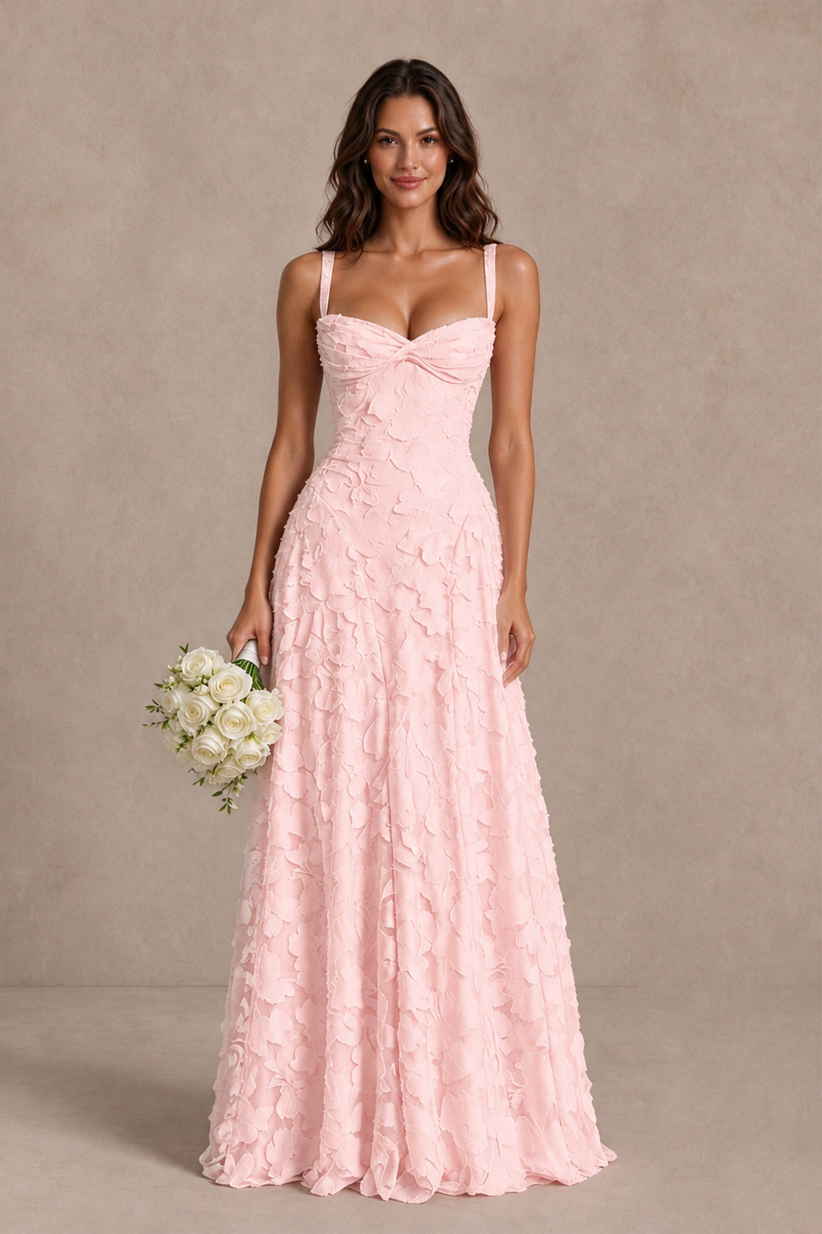 BOLODOO Blush Pink Floral-Textured A-Line Dress with Lace-Up Back - Blush Pink - Blush Pink_1