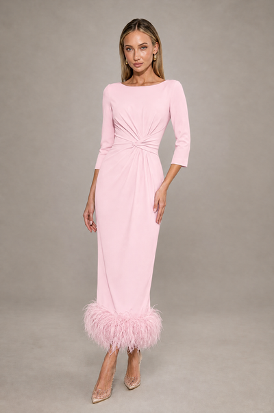 BOLODOO Blush Pink Feather-Trim Twist-Waist Midi Dress - Blush Pink - Blush_Pink_1