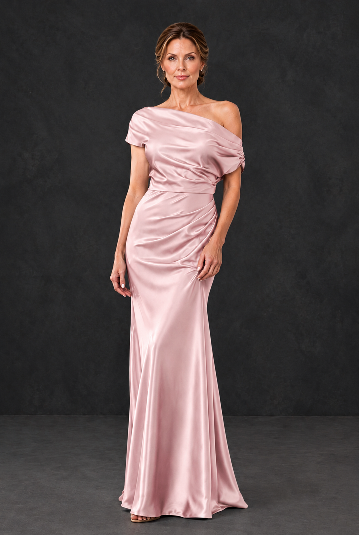 BOLODOO Blush Pink Asymmetric Ruched Mother of the Bride Dress - Blush Pink - Blush_Pink_1