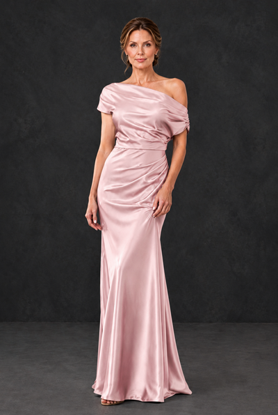 BOLODOO Blush Pink Asymmetric Ruched Mother of the Bride Dress - Blush Pink - Blush_Pink_1
